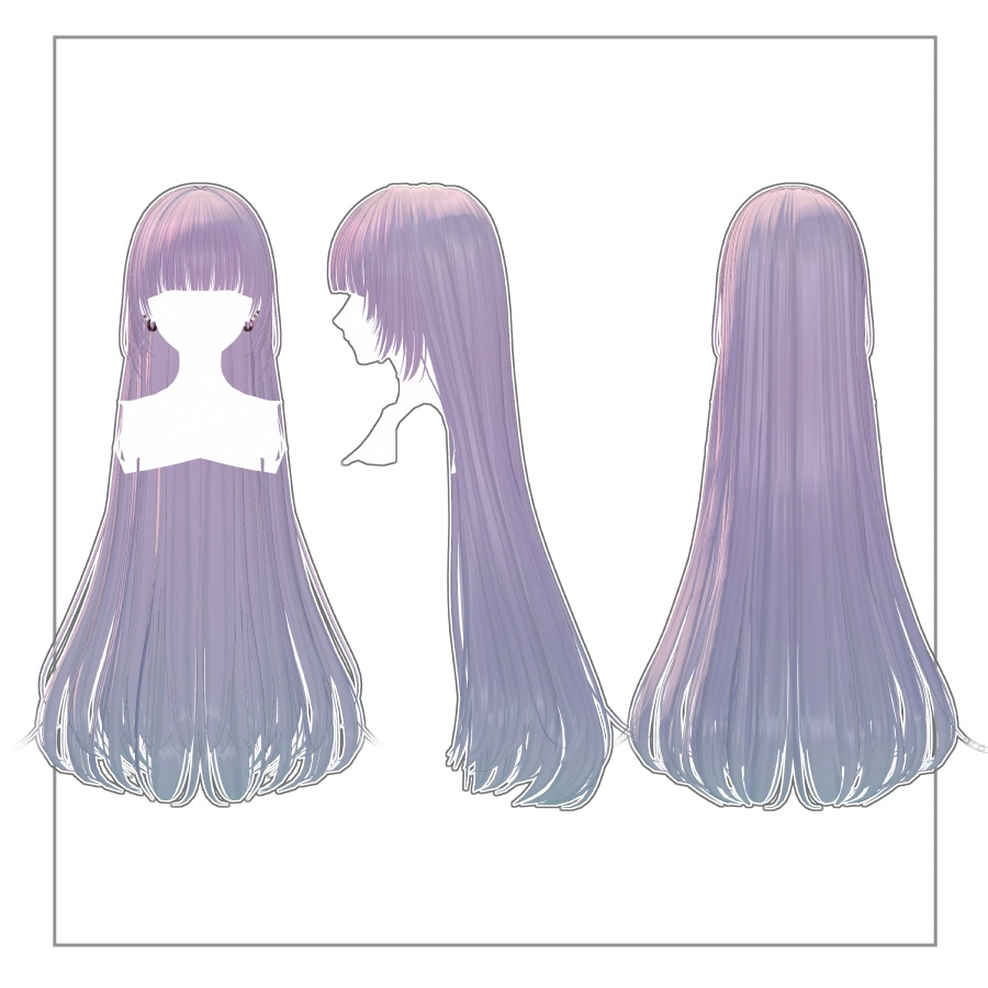 3Dヘアモデル VeilynLong【VRC Hair】