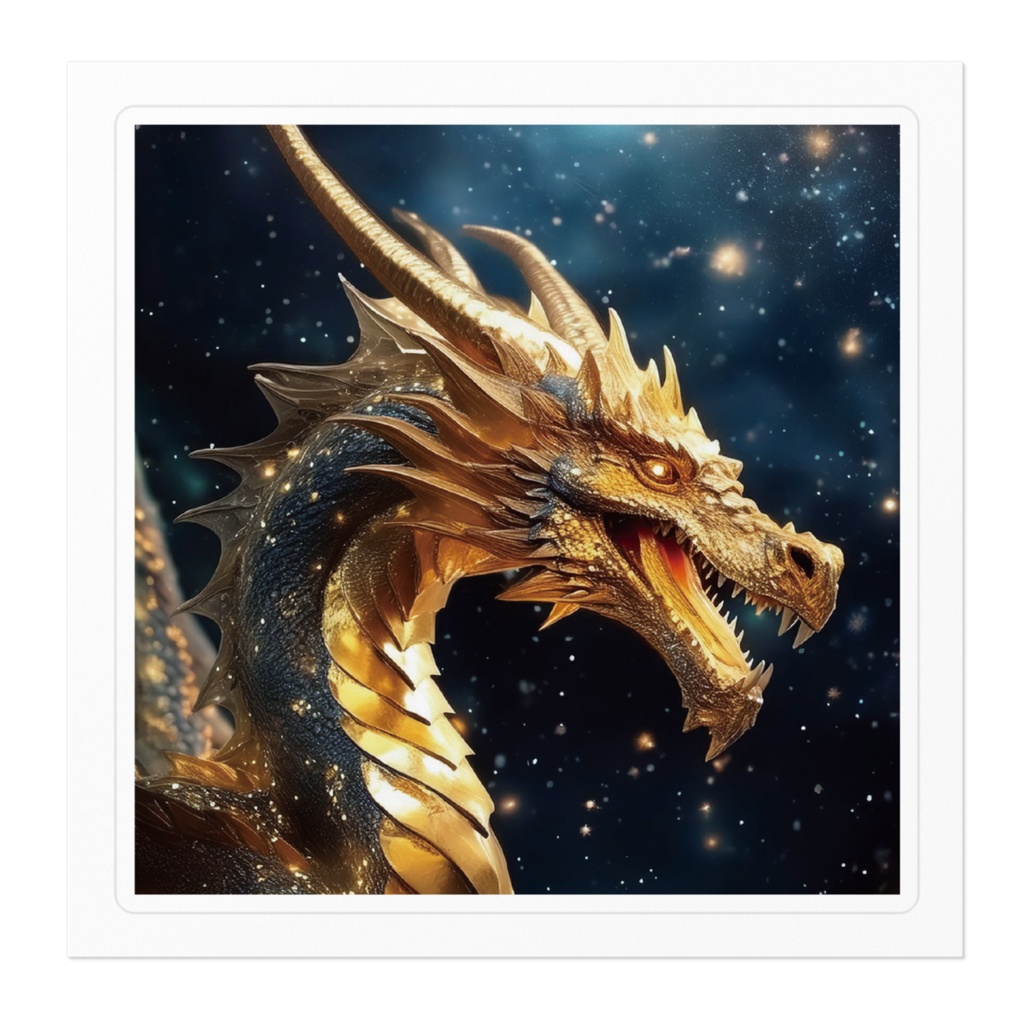 金の龍ステッカー