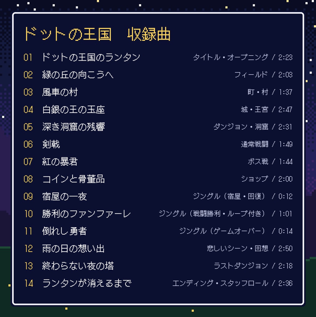 【全14曲・ループOGG】8bit RPG BGM素材集 Vol.1「ドットの王国」ファミコン風チップチューン