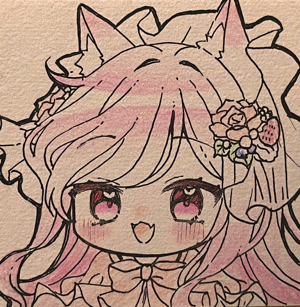 【豆色紙】きのこと直筆イラストサイン色紙