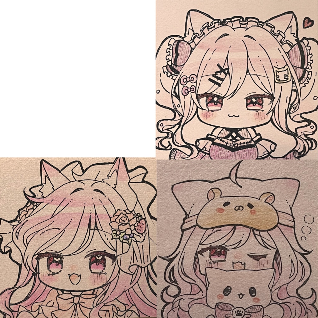 【豆色紙】きのこと直筆イラストサイン色紙