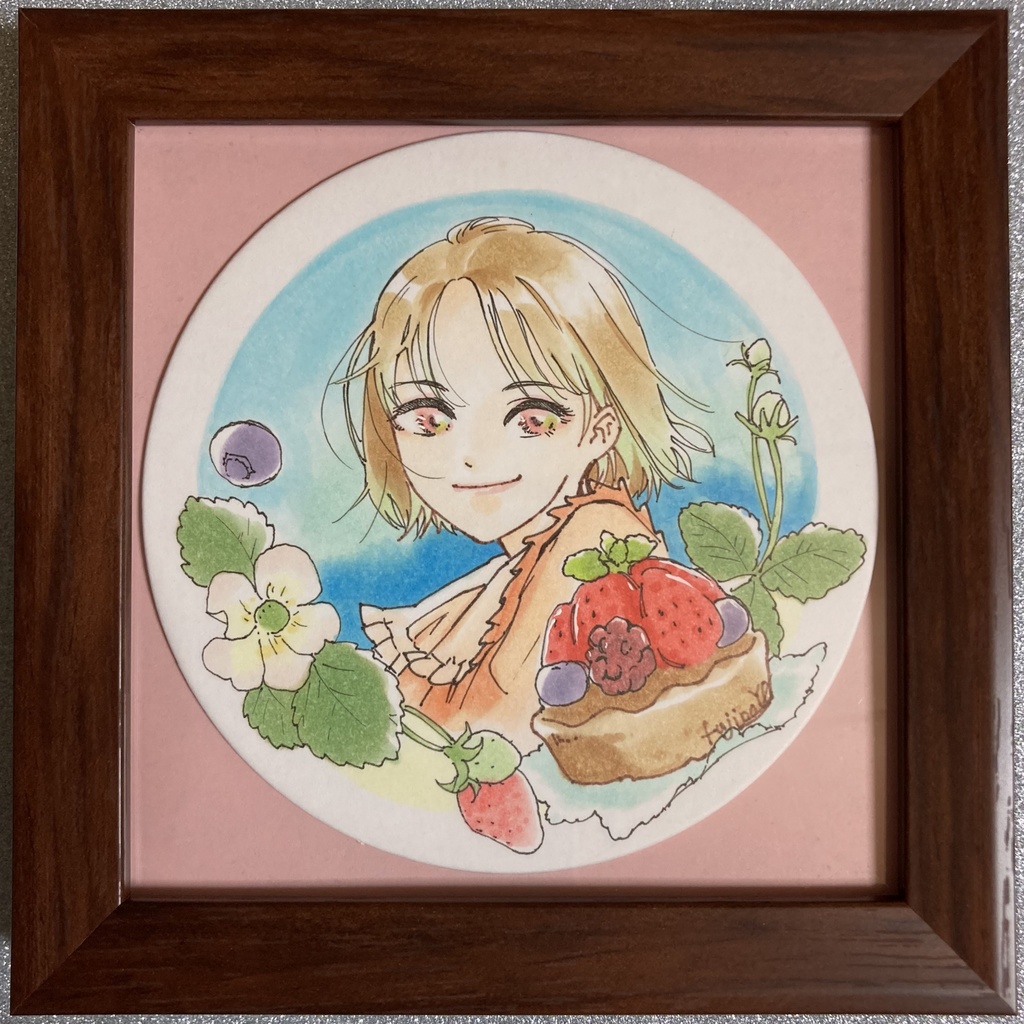 四季おかしシリーズ「いちごタルトちゃん」原画・額付き