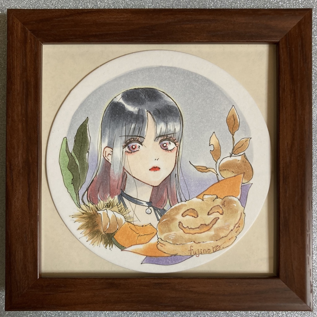 四季おかしシリーズ「かぼちゃタルトさま」原画・額付き