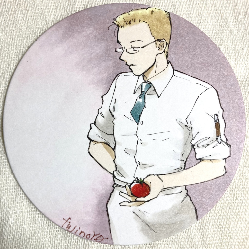 「トマト、食べられる？」コースター型イラスト原画・額なし