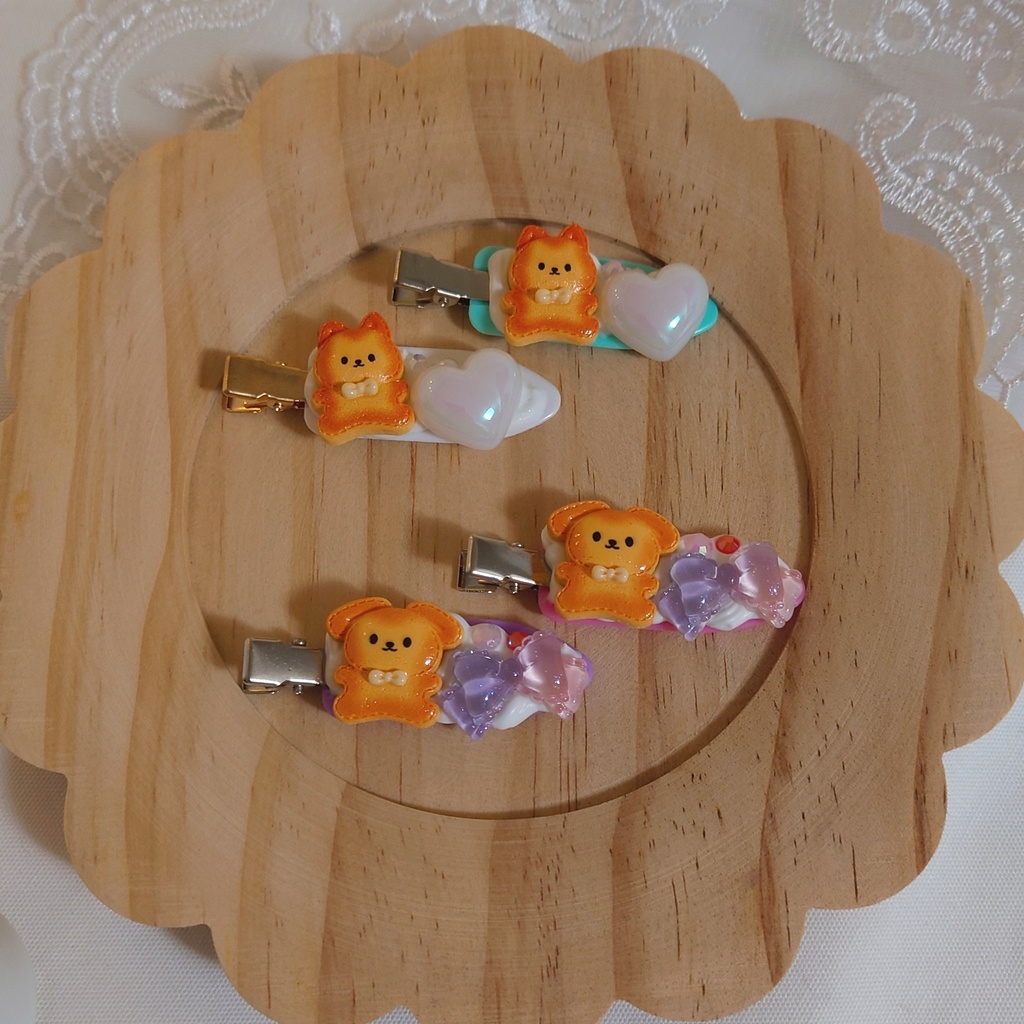 【わんぷり】動物クッキー風前髪クリップ