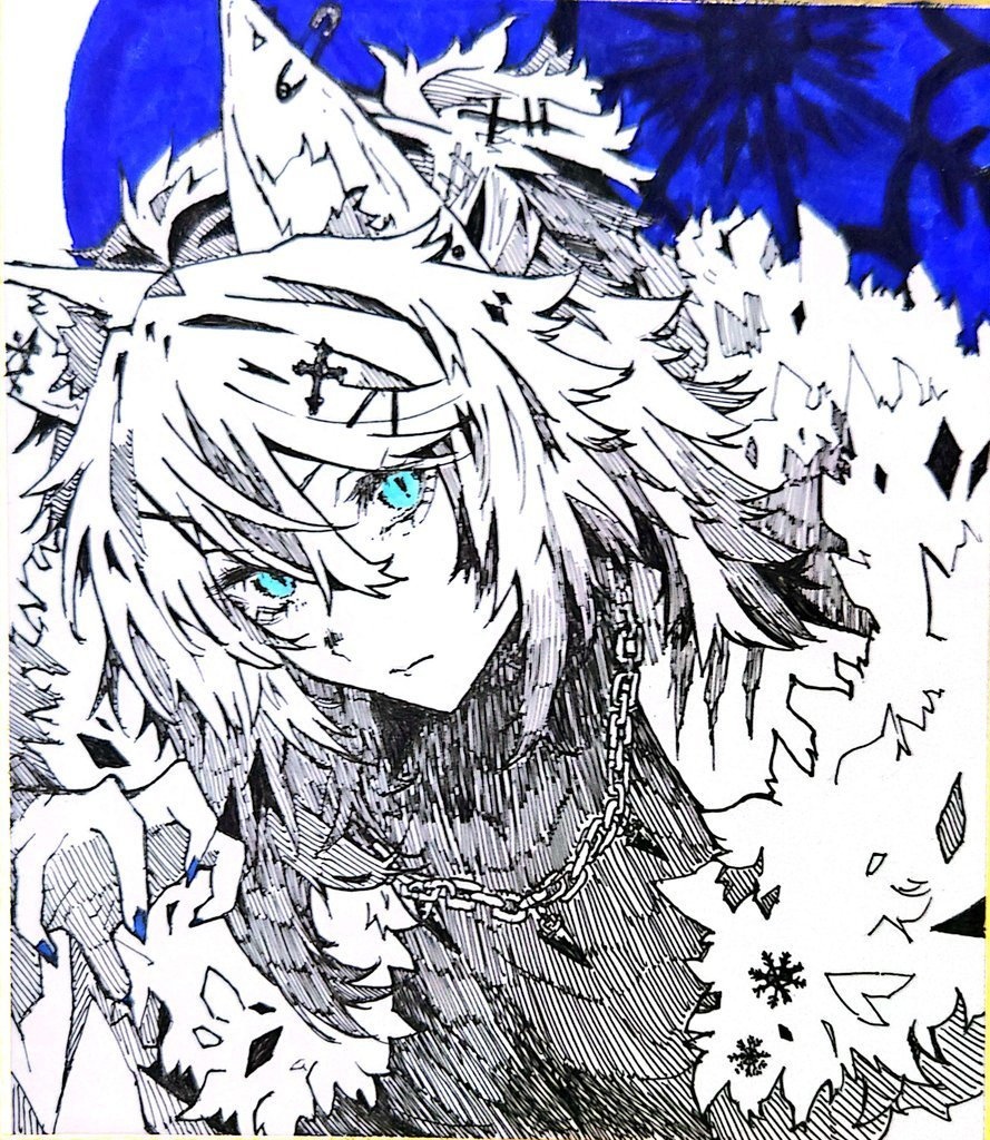 雪国の狼 色紙原画