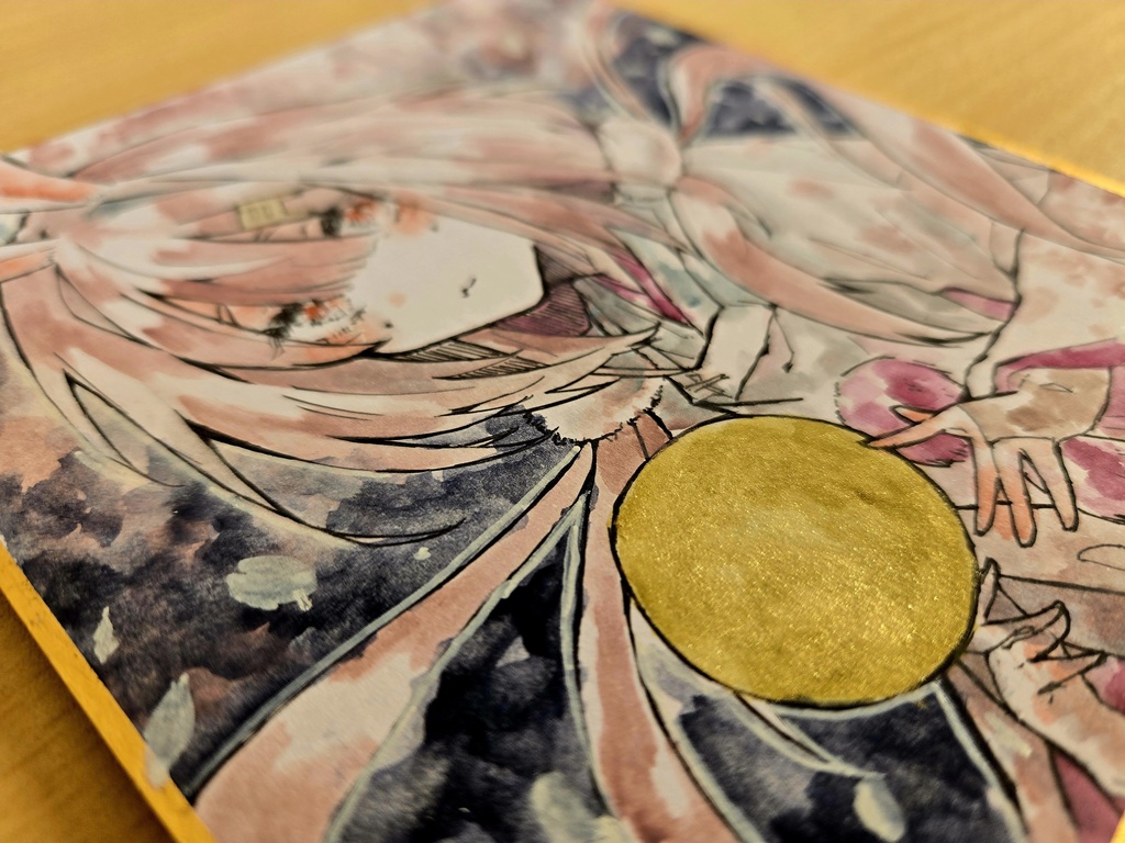 【創作】月兎【色紙原画】