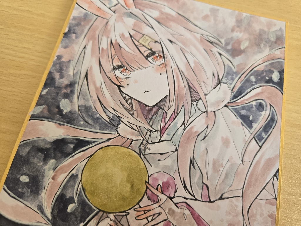 【創作】月兎【色紙原画】