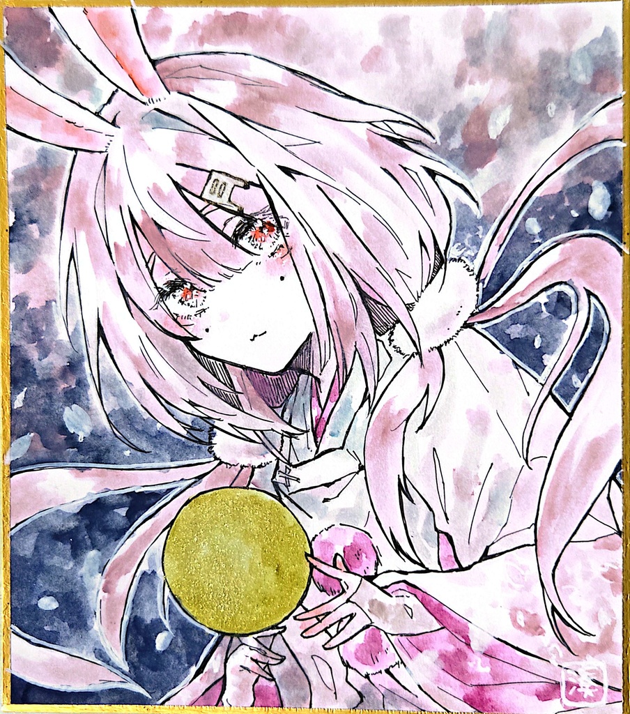 【創作】月兎【色紙原画】