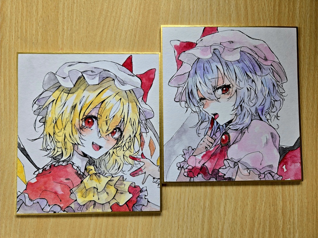 【東方Project】フラン＆レミリア【色紙原画】