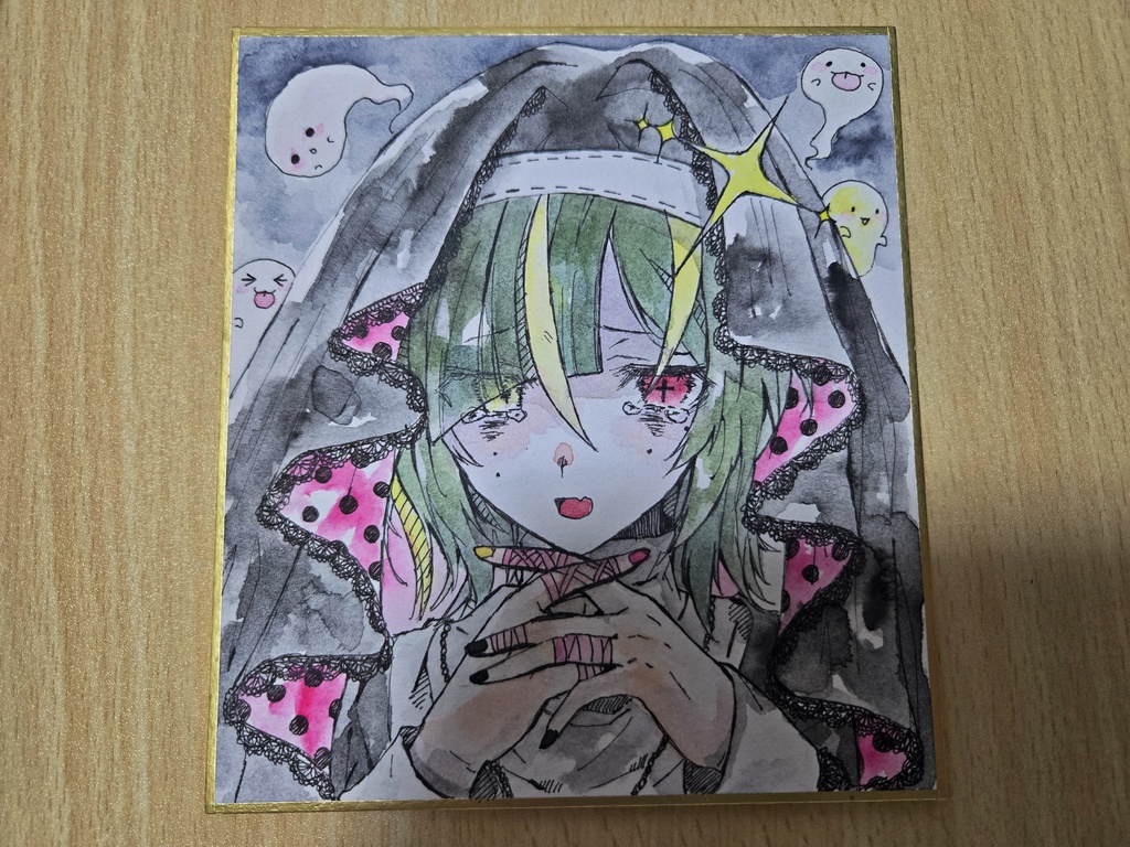 【一次創作】GHOST𖤐SISTER【色紙原画】
