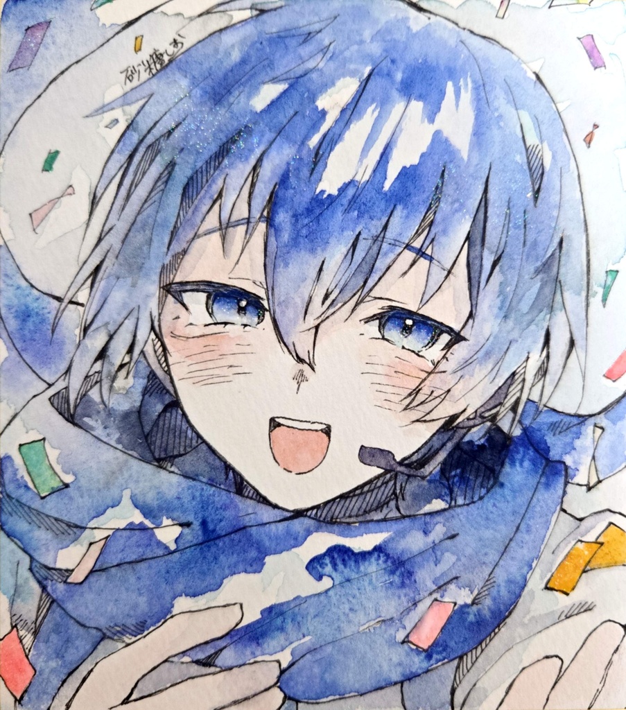 【ボカロ】KAITO【色紙原画】