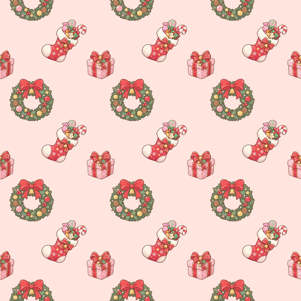 クリスマス　リース　プレゼント　ブーツ　デジタルペーパー　