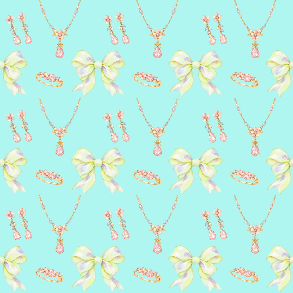 アクセサリー　ジュエリー　リボン　デジタルペーパー　