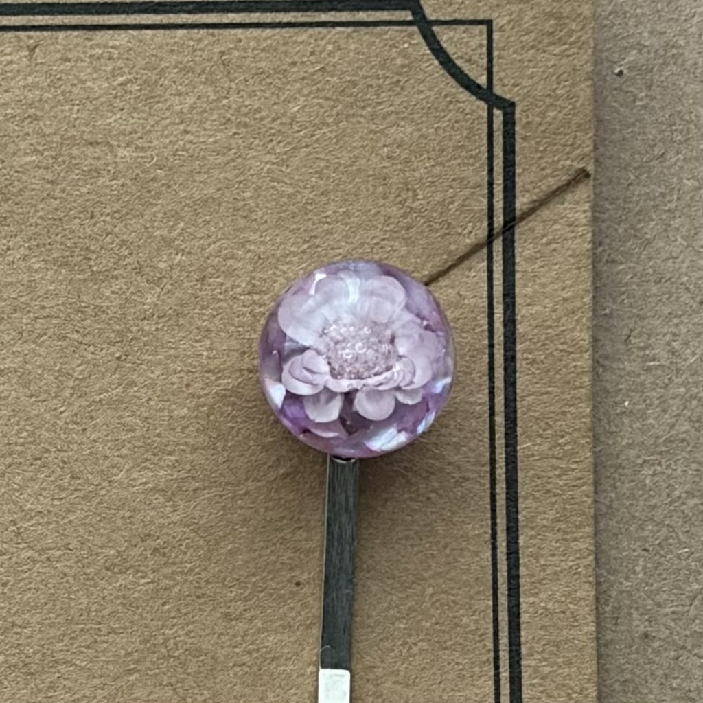 レジンヘアピン　紫花