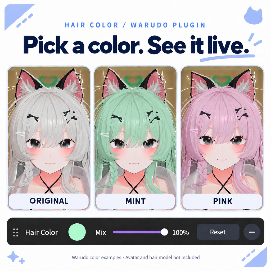 【Warudo】Hair Color | 헤어 색상 변경 · Hair Color Changer · 髪色変更