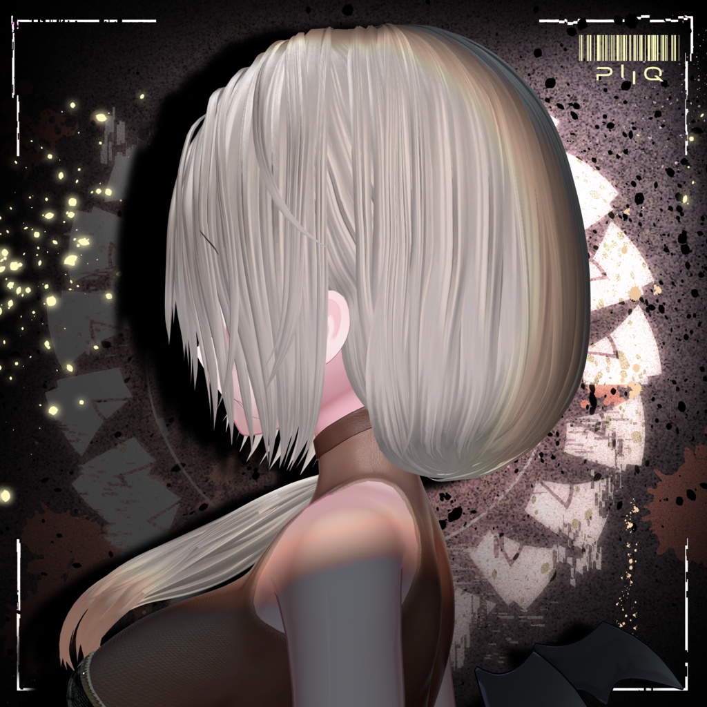 【男女18アバター対応】PiiQ 2way hair 翠雷髪【模様が流れるEmission Material 付き】