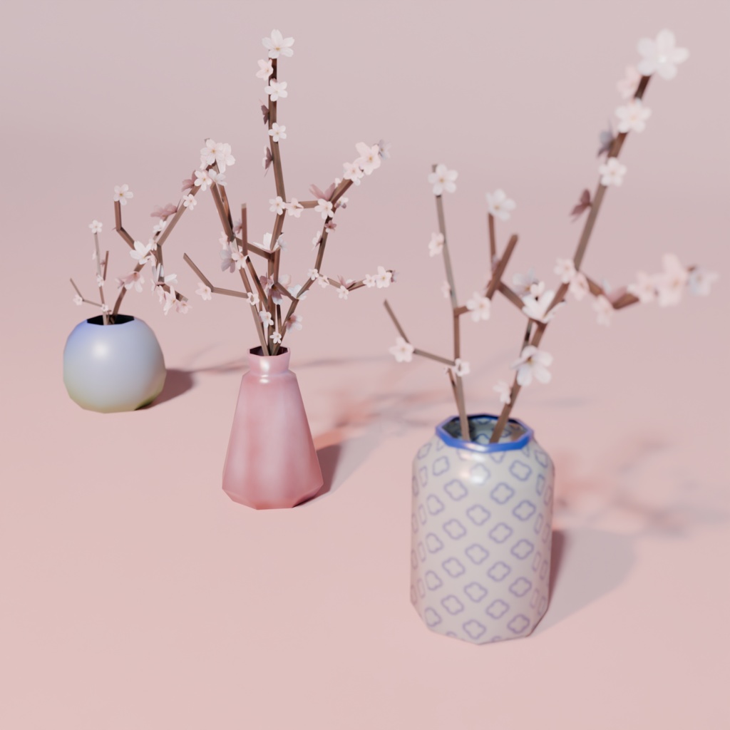 🌸 VRChat用 桜の切り花(3種モデル・共通テクスチャ) 🌸