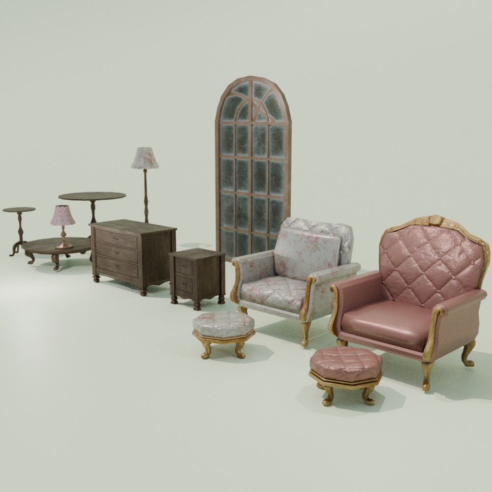 【VRC】クラシックインテリア プロップセット / Classic Interior Prop Set