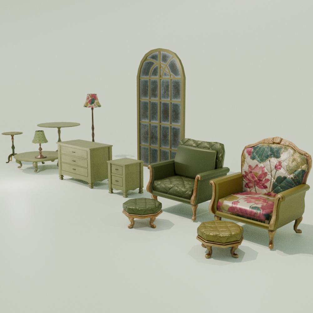【VRC】クラシックインテリア プロップセット / Classic Interior Prop Set