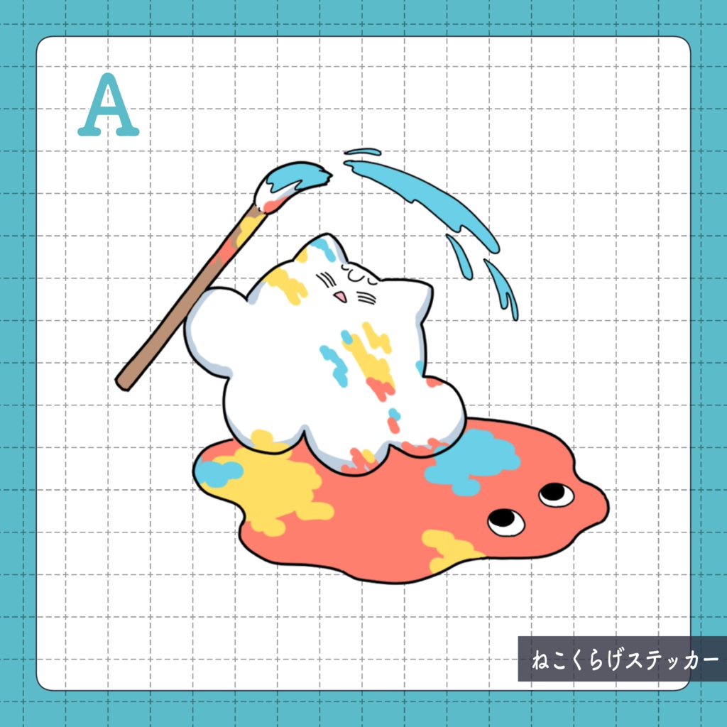 ねこくらげステッカー4