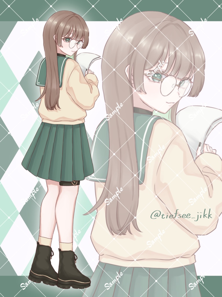 【立ち絵素材08】学生立ち絵(メガネなし差分あり)