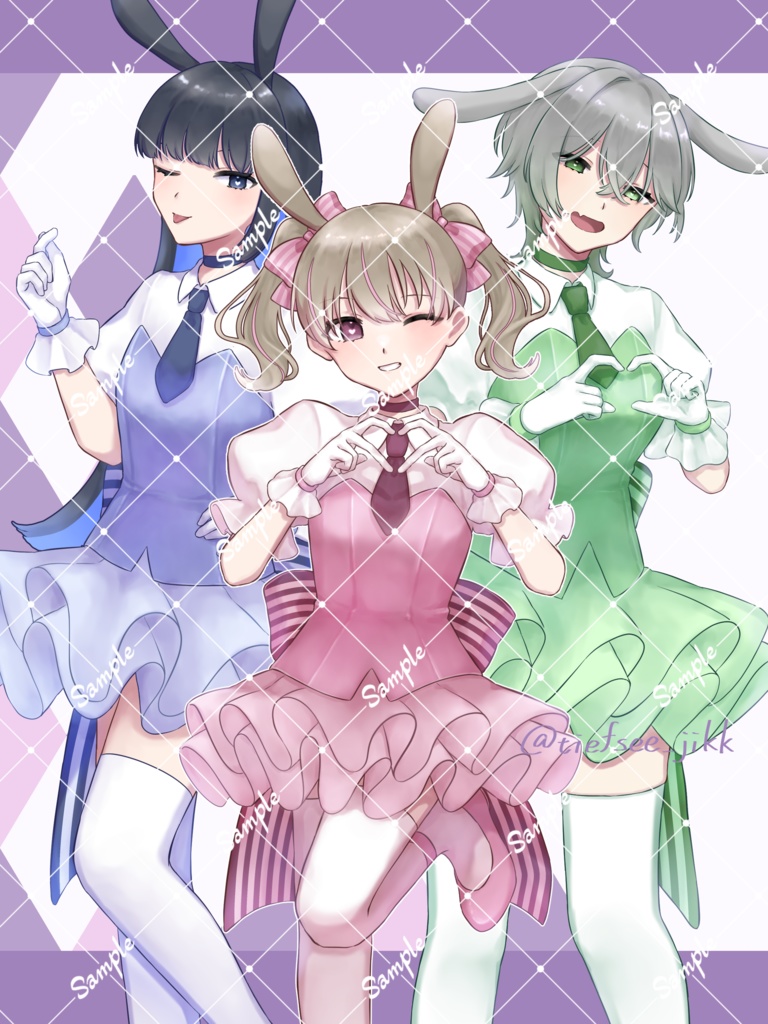 【立ち絵素材16,17,18】アイドル風立ち絵(表情差分あり)