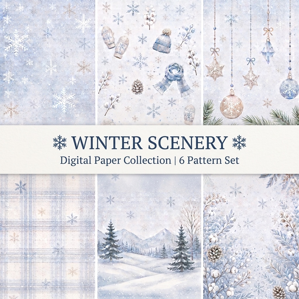 【6枚セット】冬の景色｜Winter Scenery デジタルペーパー