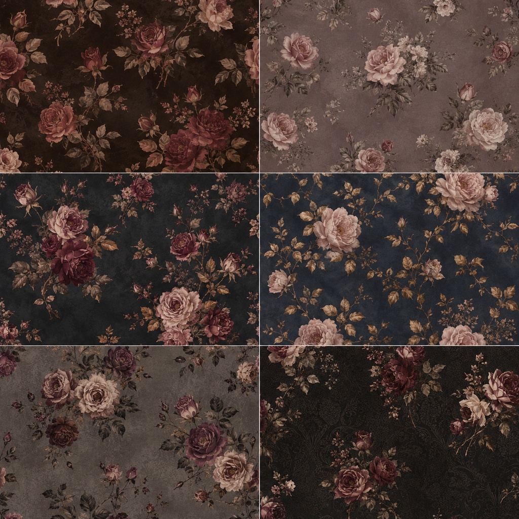 【6枚セット】秋の薔薇柄|Autumn Roses デジタルペーパー