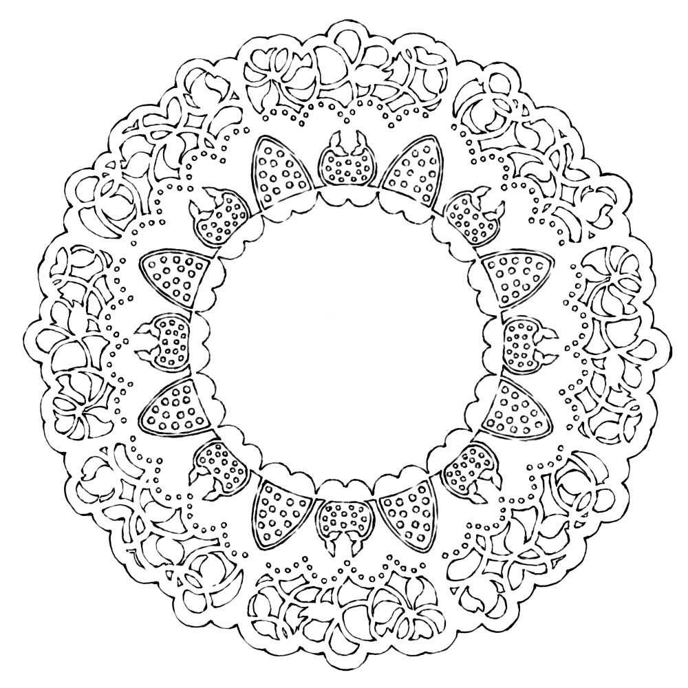 円のレース素材2 花 3種類と外枠