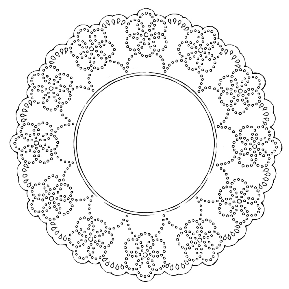 円のレース素材2 花 3種類と外枠