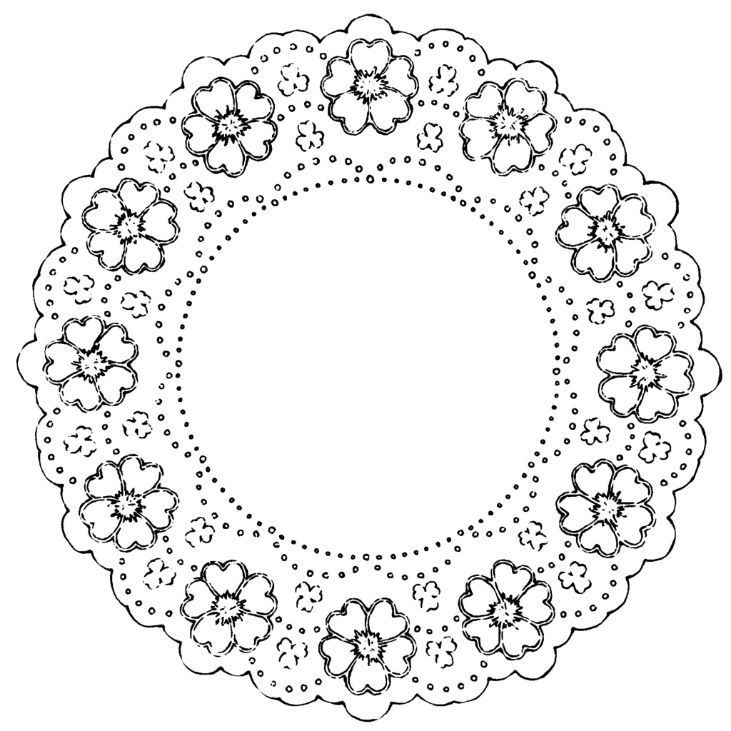 漫画用 円レース素材2 花 3種類と外枠