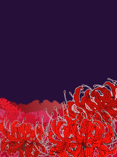 彼岸花畑 イラスト素材とオマケ