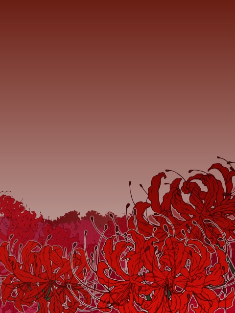 彼岸花畑 イラスト素材とオマケ