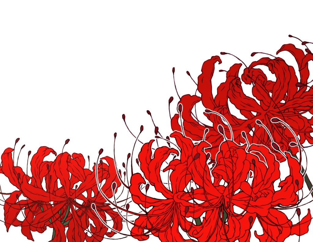 彼岸花畑 イラスト素材とオマケ