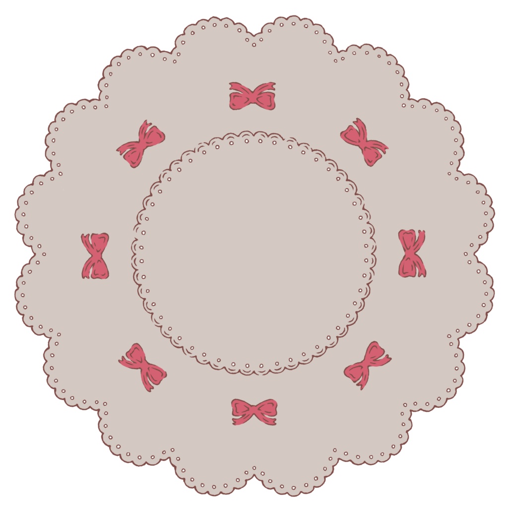 スイート系円レース素材 線画と着色済み