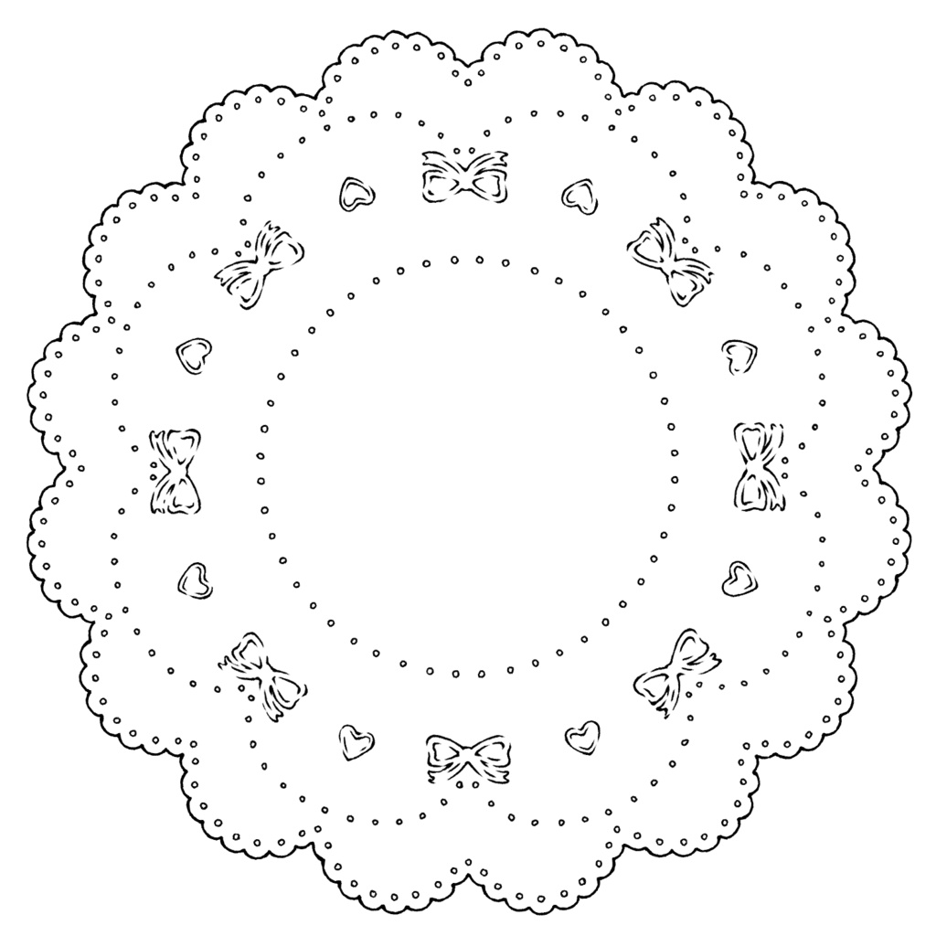 スイート系円レース素材 線画と着色済み