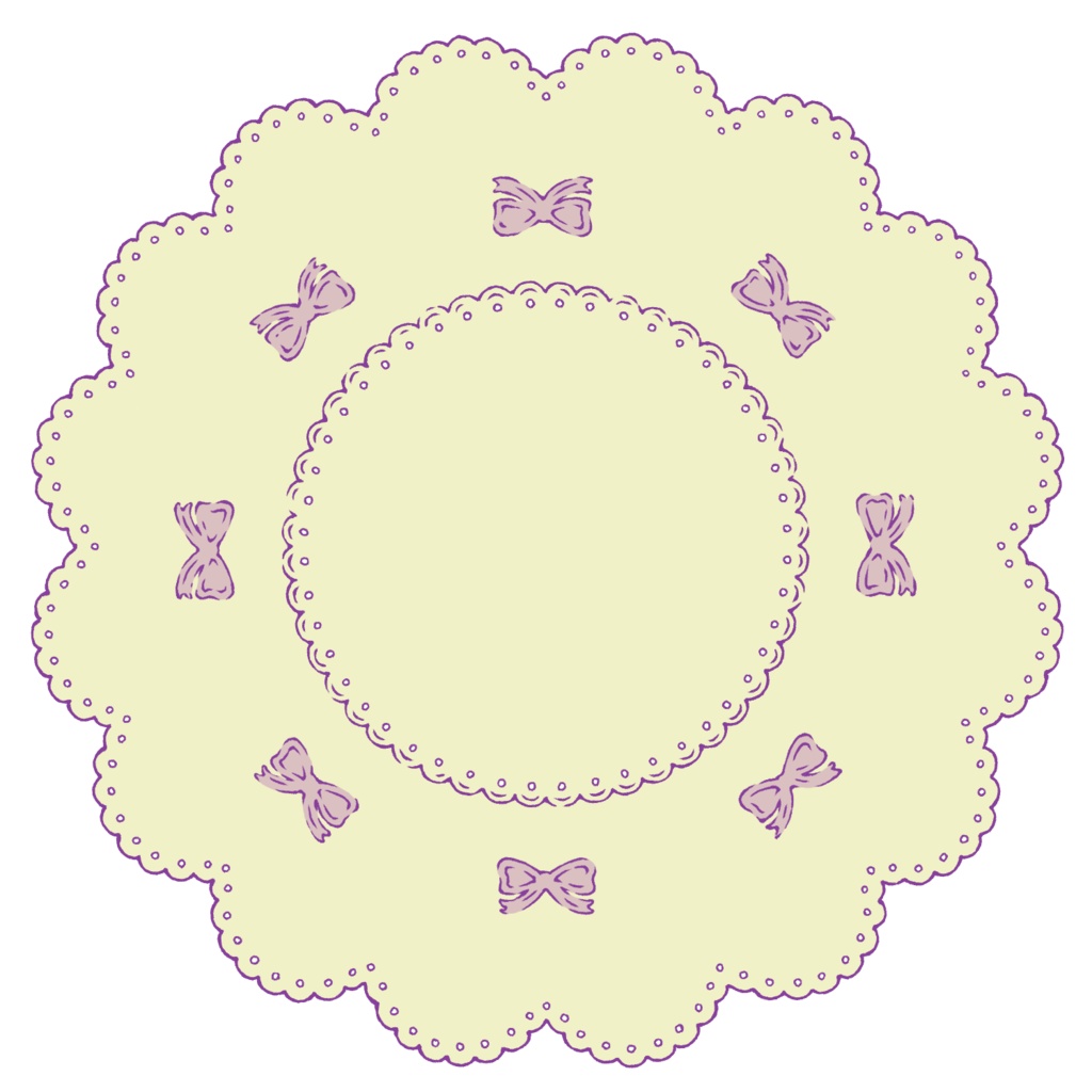 スイート系円レース素材 線画と着色済み