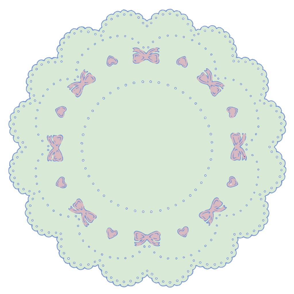 スイート系円レース素材 線画と着色済み