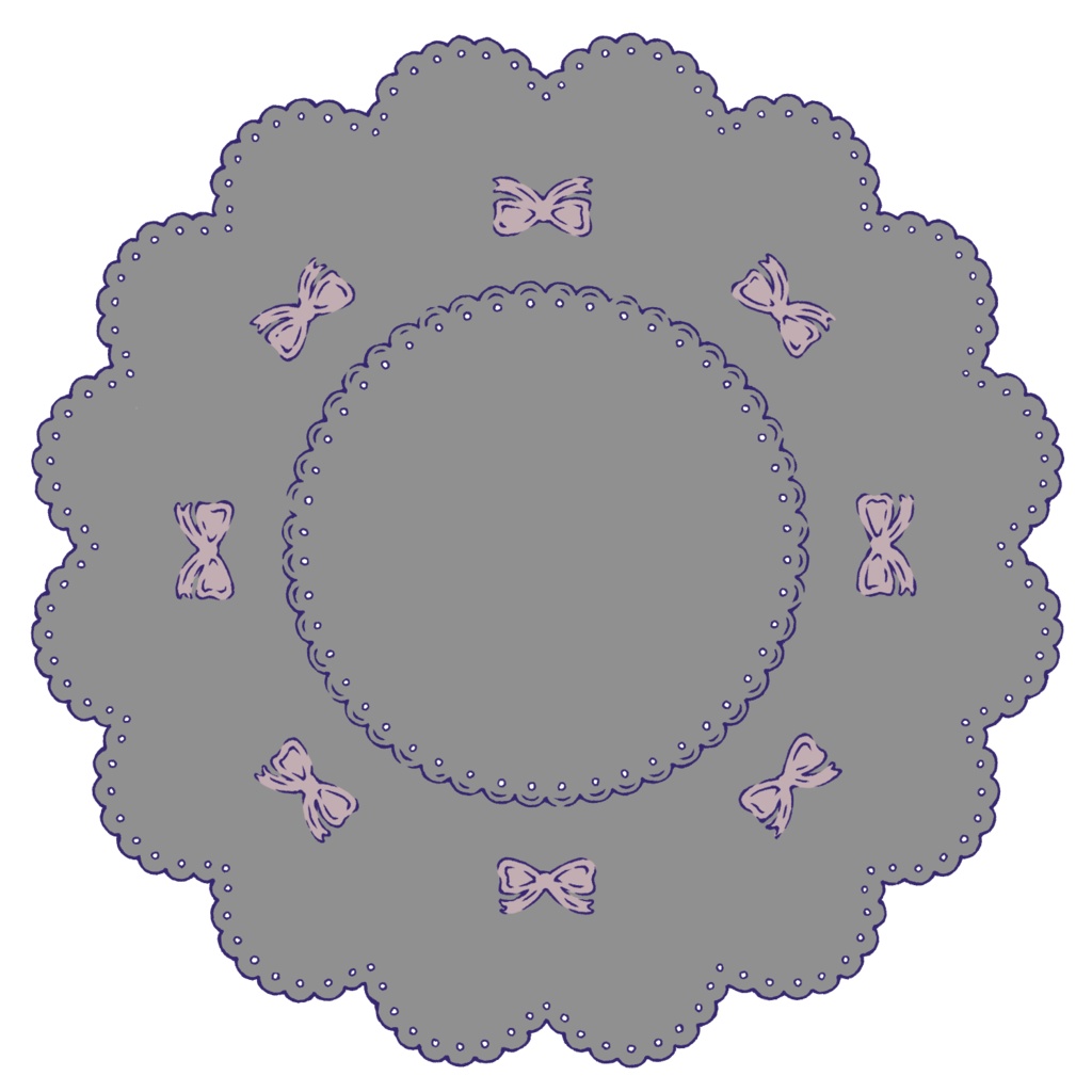 スイート系円レース素材 線画と着色済み