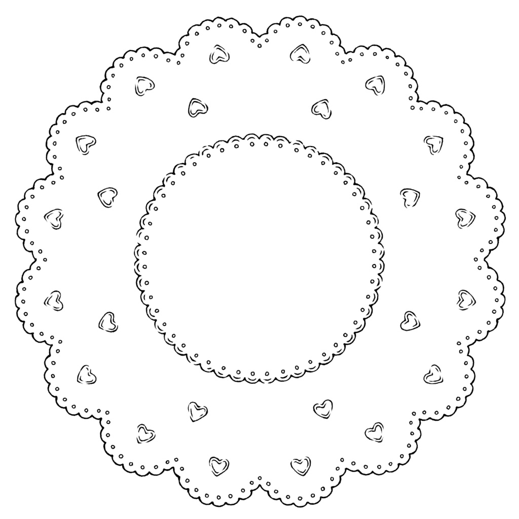 スイート系円レース素材 線画と着色済み