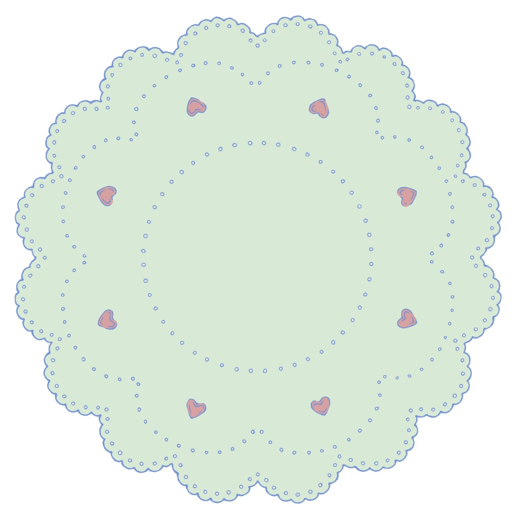 スイート系円レース素材 線画と着色済み