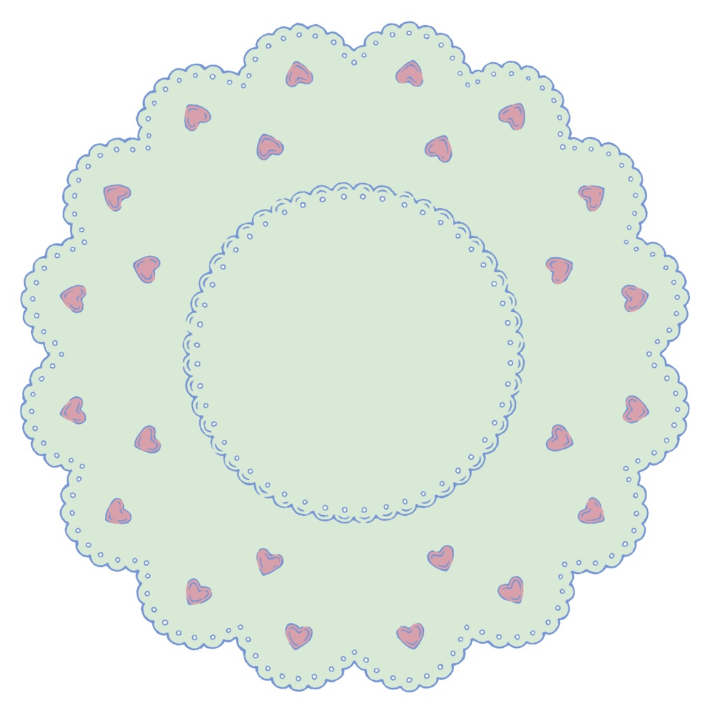 スイート系円レース素材 線画と着色済み