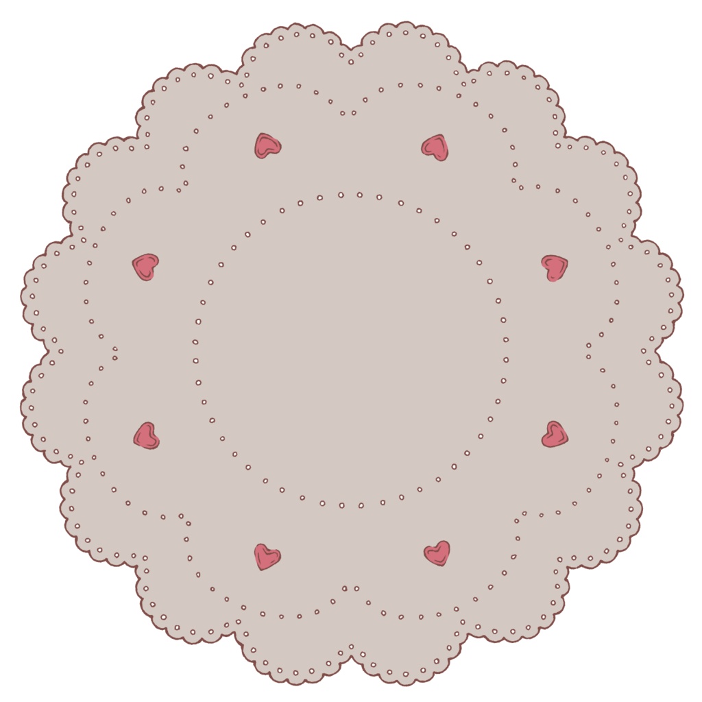 スイート系円レース素材 線画と着色済み