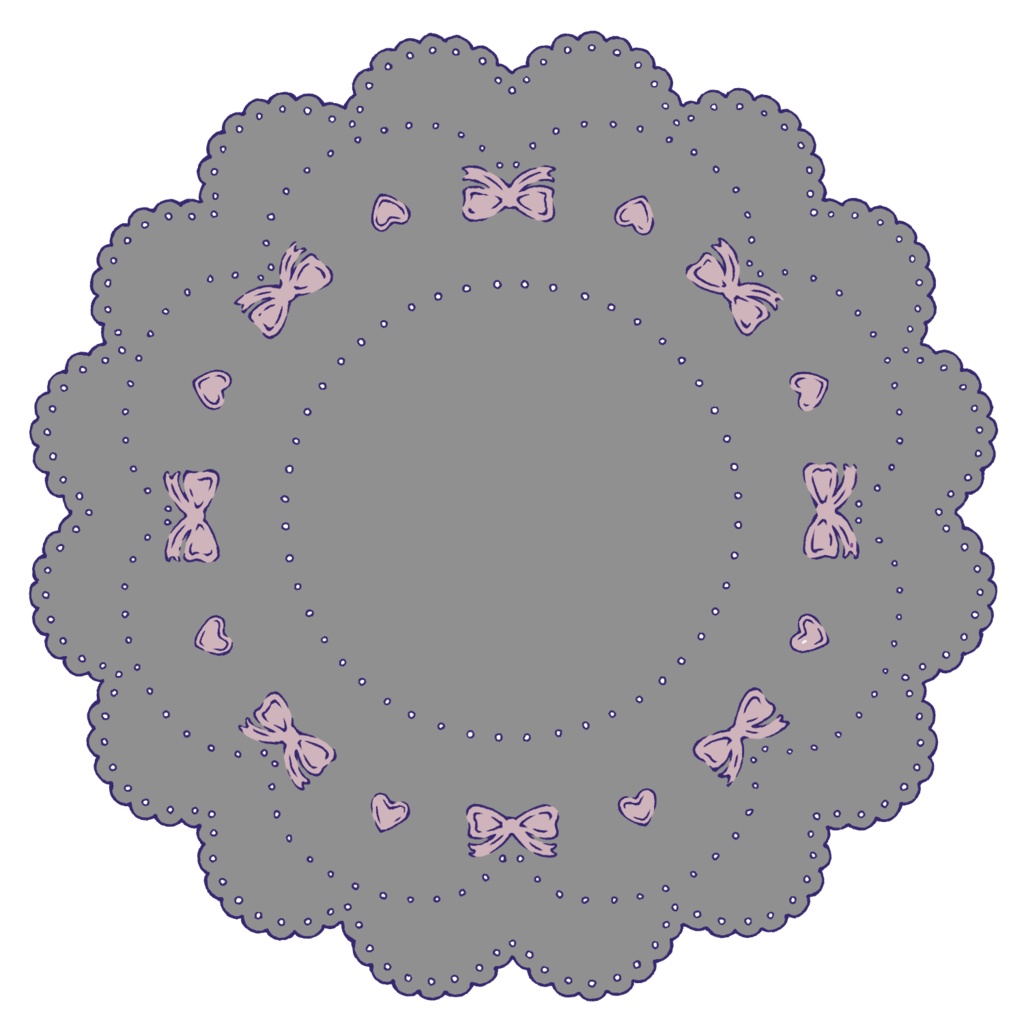 スイート系円レース素材 線画と着色済み