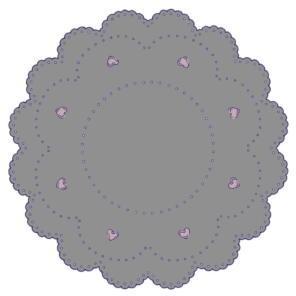 スイート系円レース素材 線画と着色済み