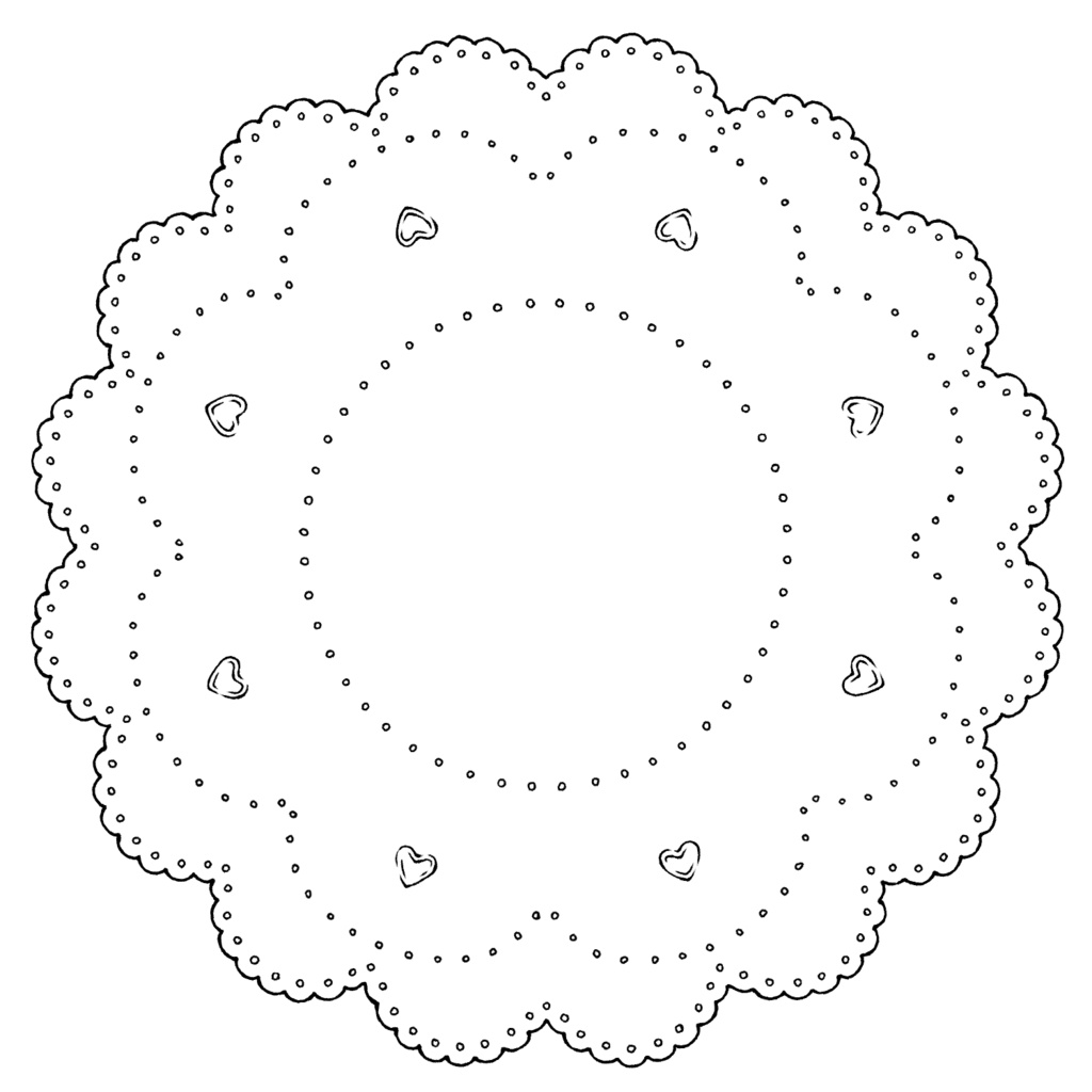 スイート系円レース素材 線画と着色済み