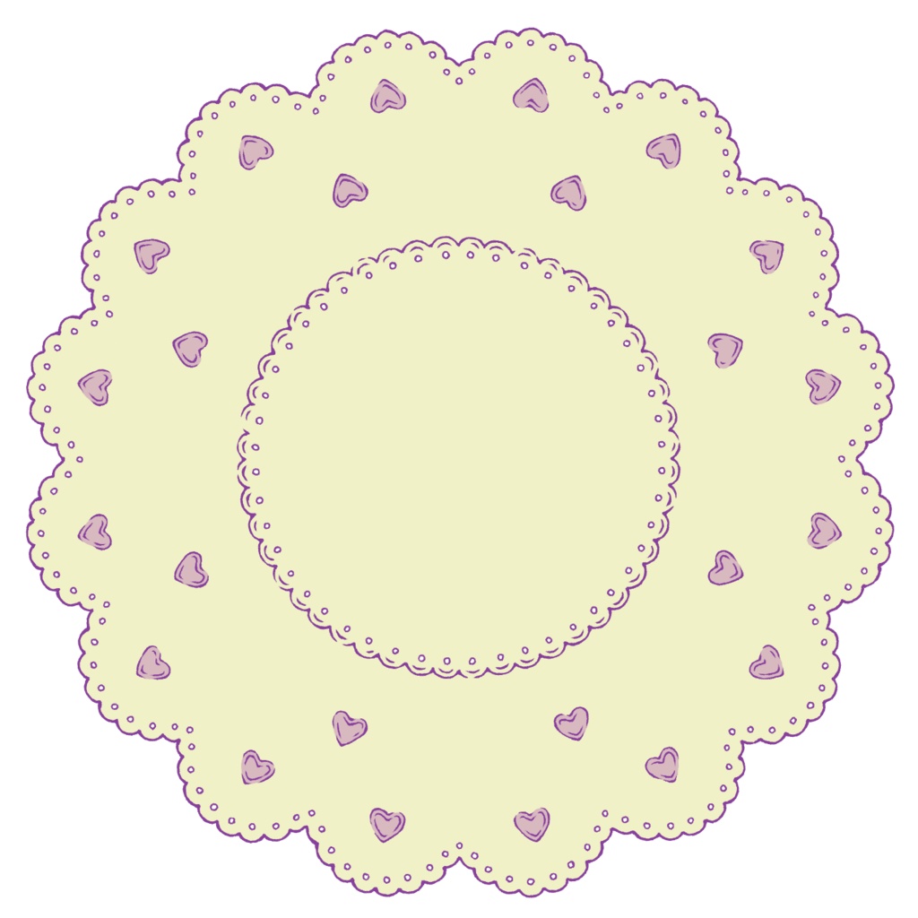 スイート系円レース素材 線画と着色済み