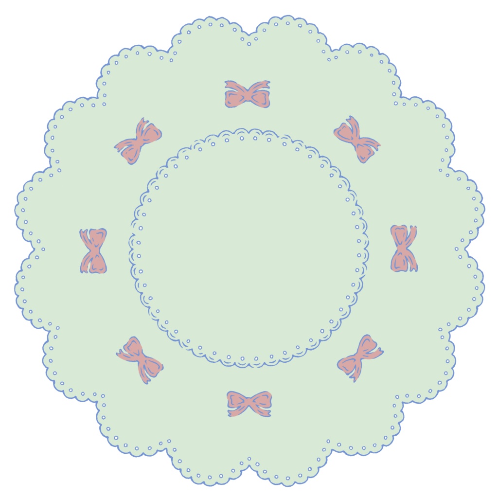 スイート系円レース素材 線画と着色済み