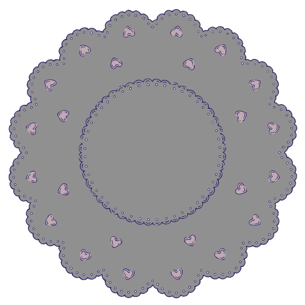 スイート系円レース素材 線画と着色済み
